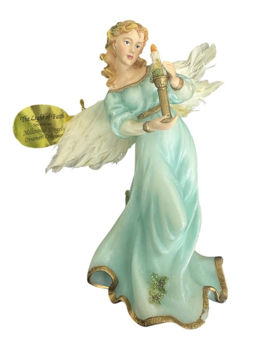 Bradford Heirloom Classics Set of 3 Feathered Blue Millennial Angels Ornaments