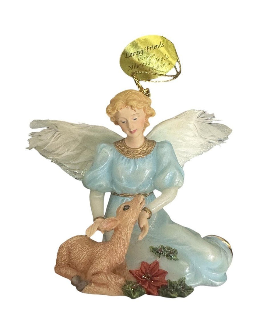 Bradford Heirloom Classics Set of 3 Feathered Blue Millennial Angels Ornaments