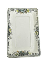 Transferware "Rural Scenery" Covered Rectangular Butter Dish