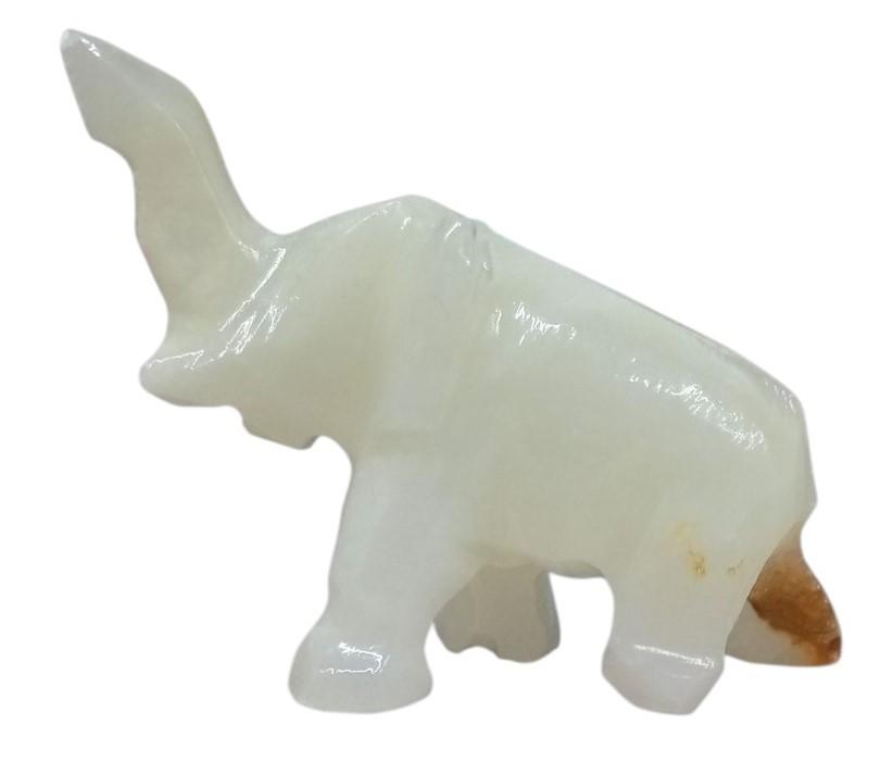 Onyx Or Quartz Mini Elephant Figure 2" Vintage Collectible Nostalgic Good Luck