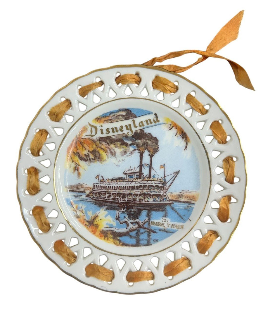 Disneyland Eleanore Welborn RARE 1955 Laced "The Mark Twain" Souvenir Plate