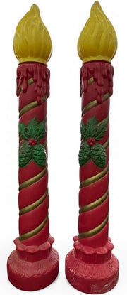 Christmas 1999 Grand Venture Holiday Holly Pair of Candle Blow Molds