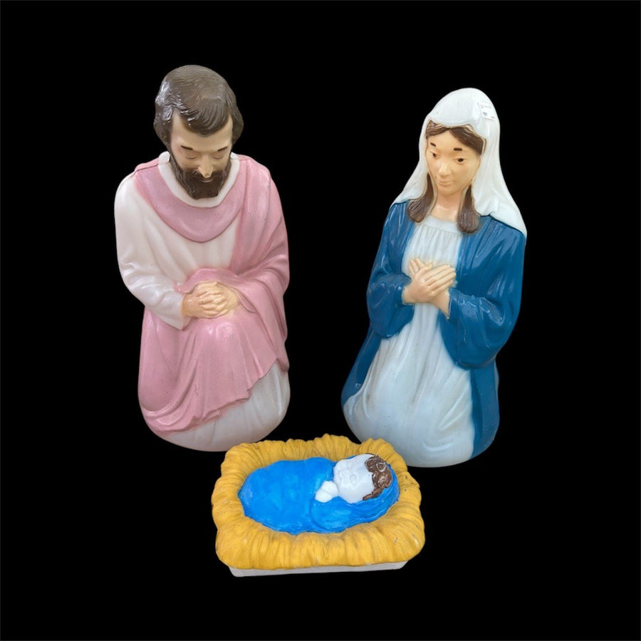 Nativity General Foam Plastics 1960s 1970s  Baby Jesus Mary Joseph Blow Mold