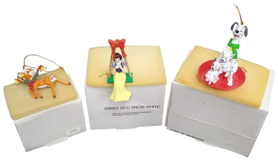 Disney Grolier Ornaments Bambi Snow White 101 Dalmatians Retro Festive Decor