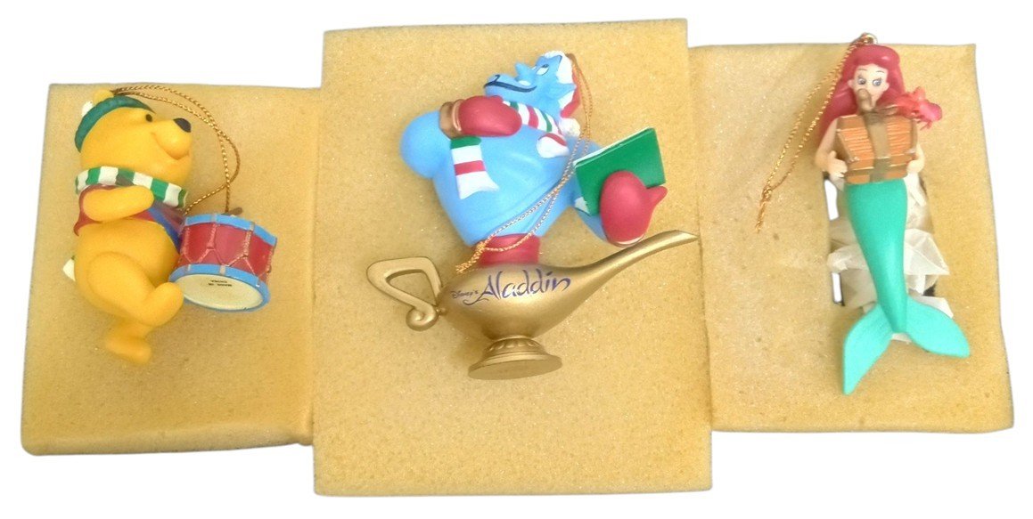 Disney Grolier Ornaments Winnie The Pooh Genie Ariel Retro Festive Decor