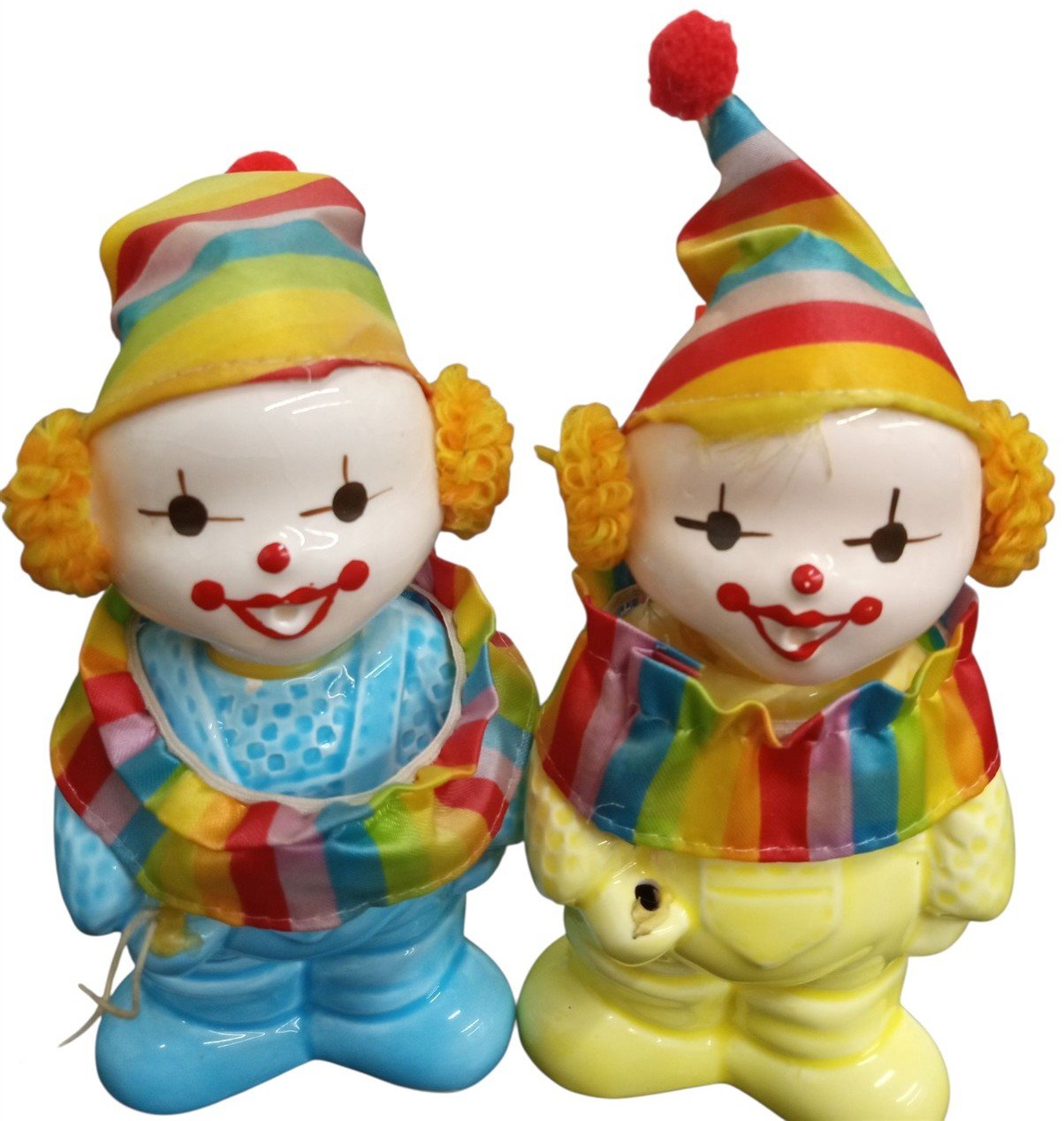 Coin Banks Birthday Clowns Blue & Yellow Vintage Collectible Nostalgic Decor