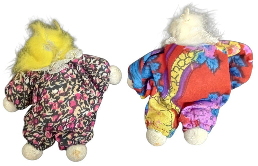 Q-Tee Clown Sand Dolls Set Of 2 Retro 1980s Collectible Nostalgic Knick Knacks