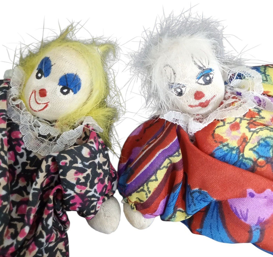 Q-Tee Clown Sand Dolls Set Of 2 Retro 1980s Collectible Nostalgic Knick Knacks