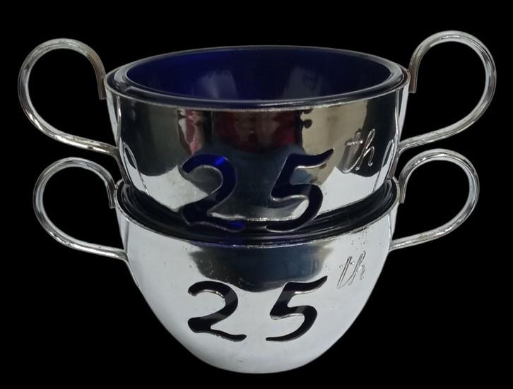 Silverplate 25th Anniversary Sugar Bowls Serveware Vintage Collectible