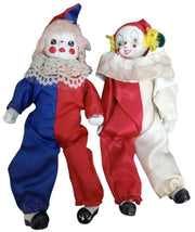 Clown Dolls Set Of 2 Likely Porcelain Vintage Collectible Nostalgic Knick Knack