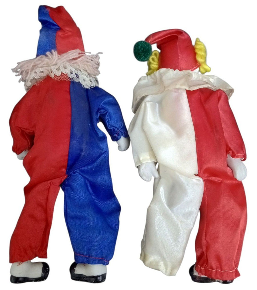 Clown Dolls Set Of 2 Likely Porcelain Vintage Collectible Nostalgic Knick Knack
