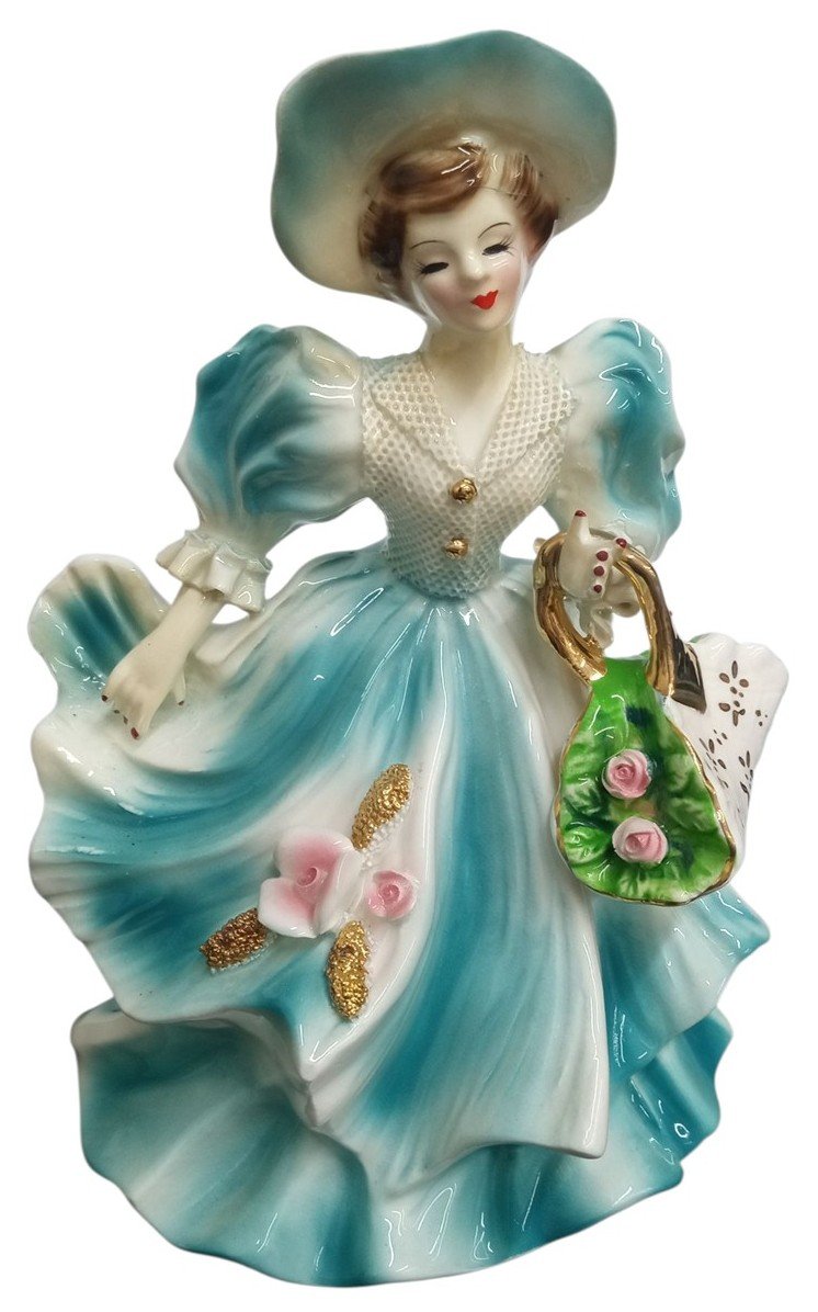 Atlas Handpainted Ceramic Southern Belle Figurine 7.5" Vintage Collectible