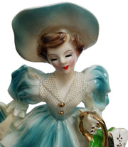 Atlas Handpainted Ceramic Southern Belle Figurine 7.5" Vintage Collectible