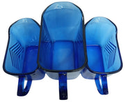 Hazel Atlas Cobalt Blue Chevron Mini Pitchers/Creamers Set Of 3 Vintage 1940s