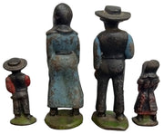 Cast Iron Figures Amish Family Set Of 4 Vintage Collectible Nostalgic Rustic