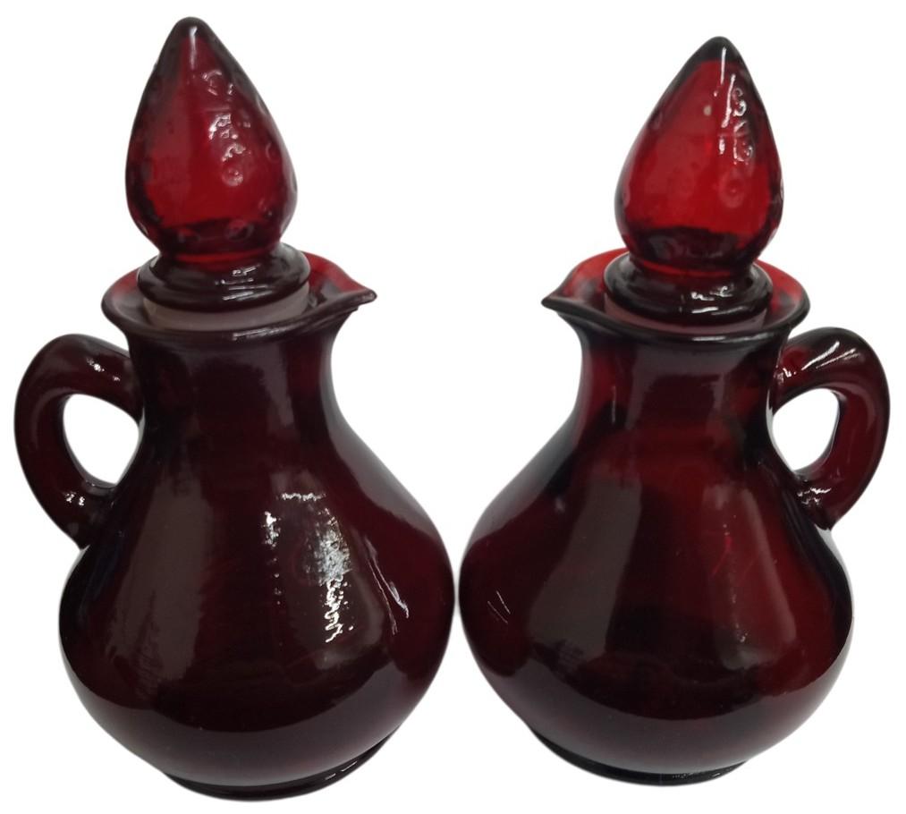 Avon Strawberry Bath Foam & Charisma Cologne Ruby Glass Bottles Vintage
