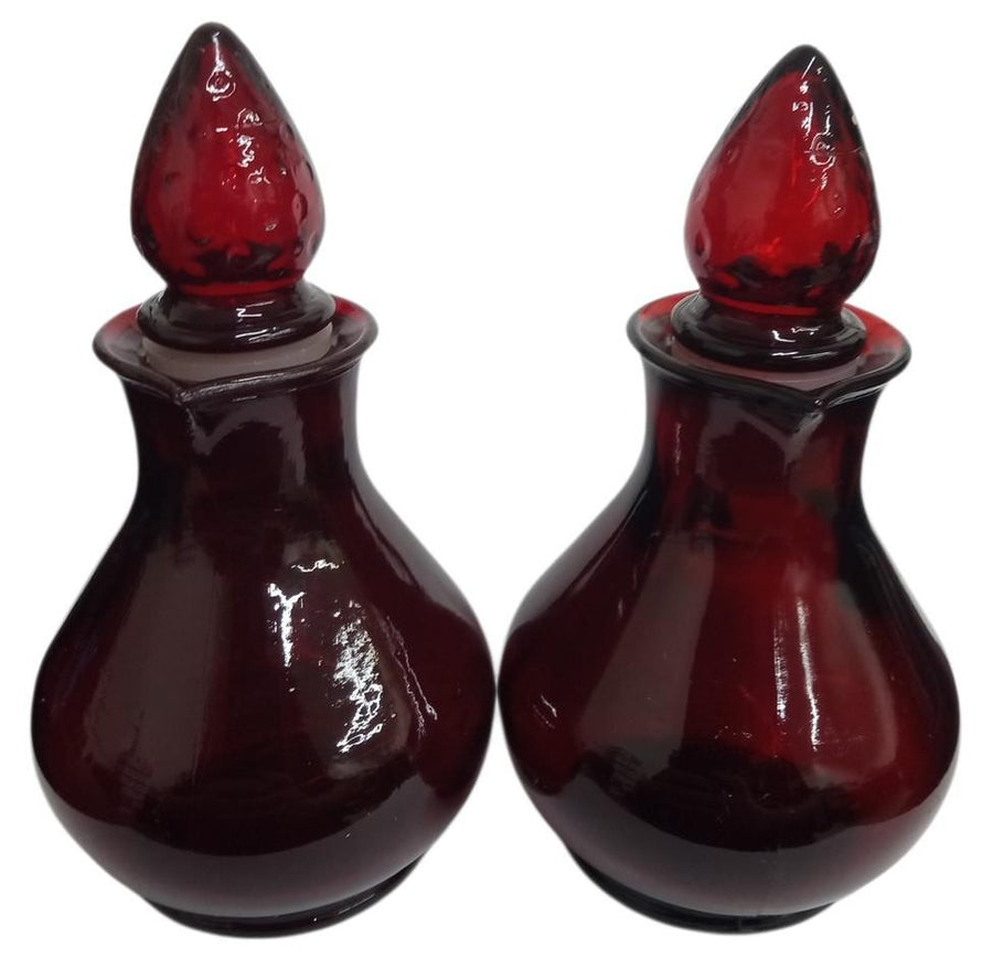 Avon Strawberry Bath Foam & Charisma Cologne Ruby Glass Bottles Vintage