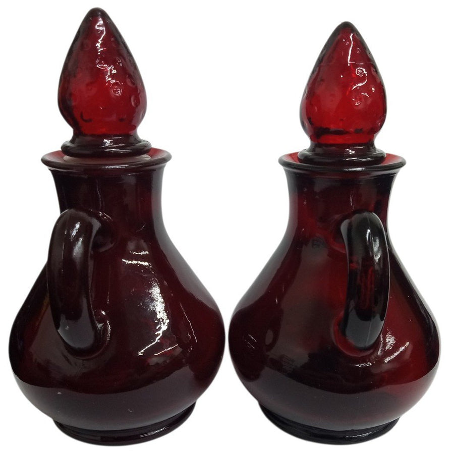 Avon Strawberry Bath Foam & Charisma Cologne Ruby Glass Bottles Vintage