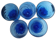 Cobalt Blue Drinking Glasses Handblown Set Of 5 Vintage Collectible Drinkware