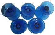 Cobalt Blue Drinking Glasses Handblown Set Of 5 Vintage Collectible Drinkware
