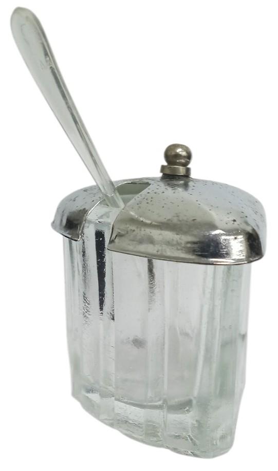 Condiment Glass Bottle Set With Carrier Vintage Collectible Kitchenware 1960s