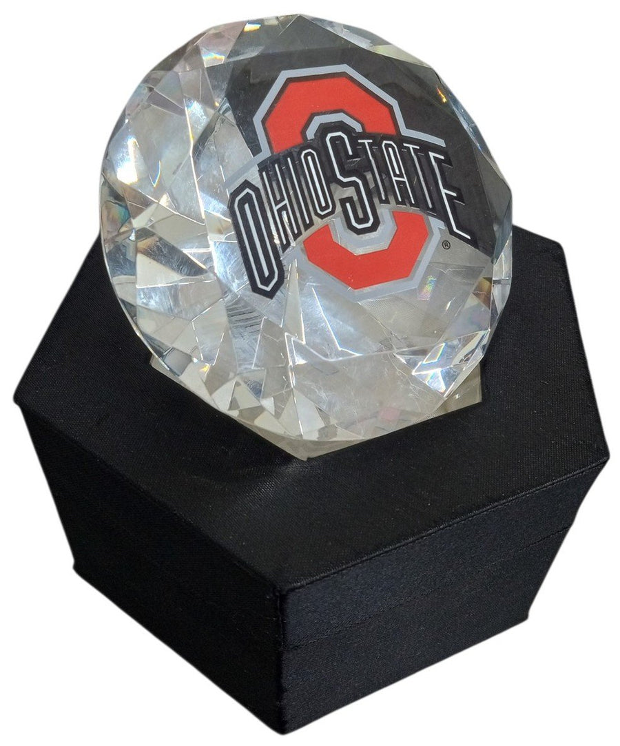 Ohio State Faux Diamond Paperweight Football Sports Collectible Gift Idea