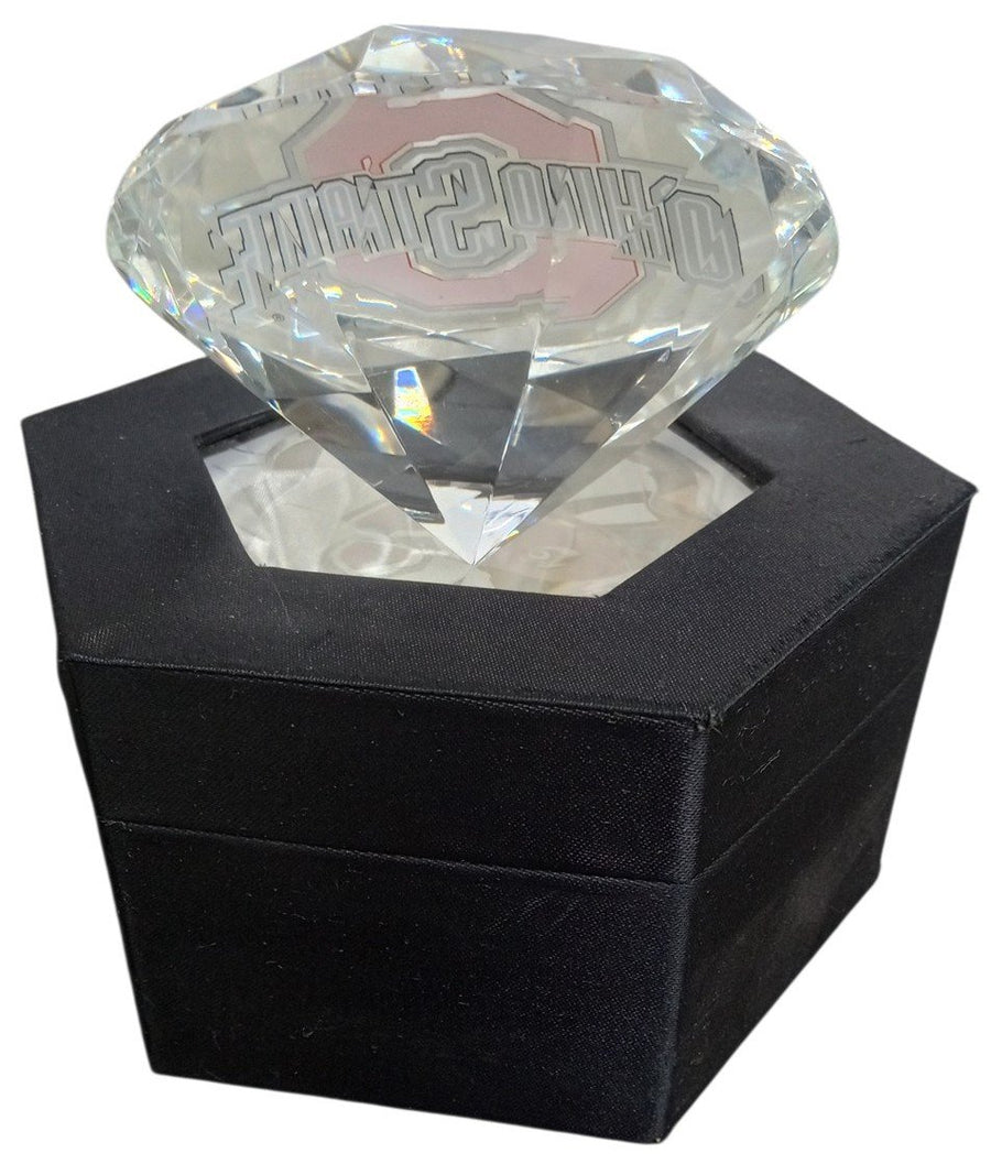 Ohio State Faux Diamond Paperweight Football Sports Collectible Gift Idea