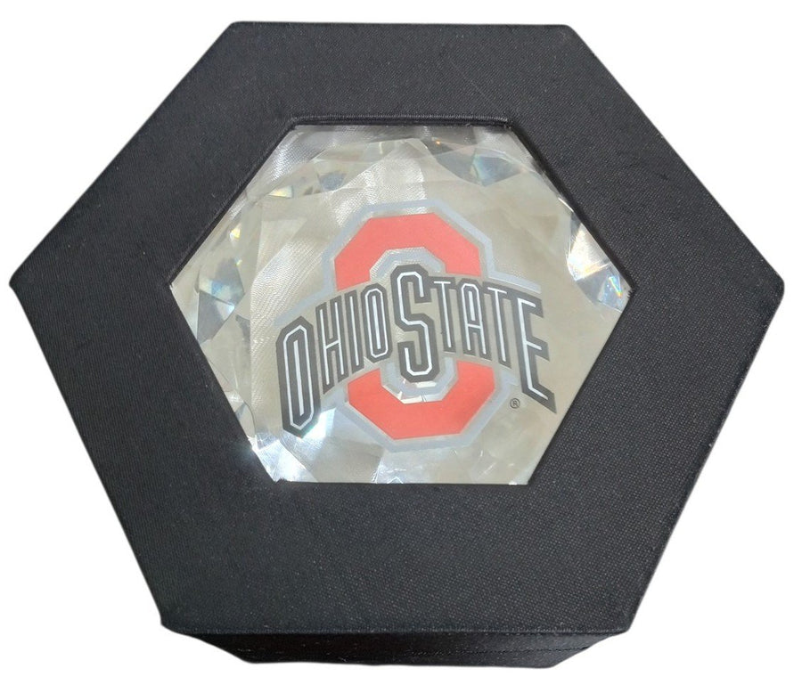 Ohio State Faux Diamond Paperweight Football Sports Collectible Gift Idea