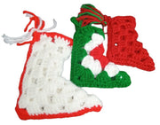 Christmas Stockings Handmade Crochet Miniature Set Of 3 Decorative Collectible