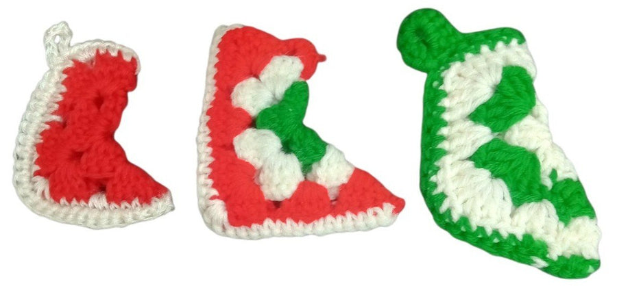 Christmas Stockings Set Of 3 Crochet Handmade Miniature Festive Decorative
