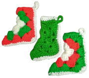 Christmas Stockings Crochet Handmade Miniature Set Of 3 Festive Decorative