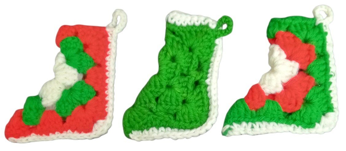 Christmas Stockings Crochet Handmade Miniature Set Of 3 Festive Decorative
