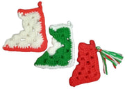 Christmas Stockings Handmade Crochet Miniature Set Of 3 Festive Decorative