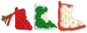 Christmas Stockings Handmade Crochet Miniature Set Of 3 Festive Decorative