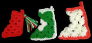 Christmas Stockings Handmade Crochet Miniature Set Of 3 Festive Decorative