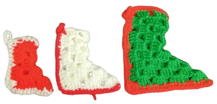 Christmas Stockings Handmade Crochet Miniature Set Of 3 Festive Decorative