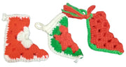 Christmas Stockings Set Of 3 Handmade Crochet Miniature Festive Decorative