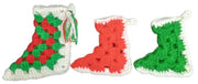 Christmas Stockings Set Of 3 Handmade Crochet Miniature Festive Decorative