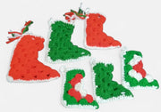 Christmas Stockings Set Of 6 Handmade Crochet Miniature Festive Decorative