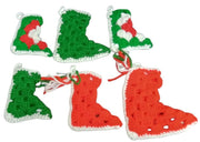 Christmas Stockings Set Of 6 Handmade Crochet Miniature Festive Decorative