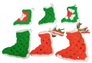 Christmas Stockings Set Of 6 Handmade Crochet Miniature Festive Decorative