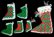 Christmas Stockings Set Of 6 Handmade Crochet Miniature Festive Decorative