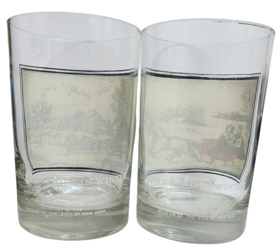 Arby's Currier & Ives Winter Collector's Glasses 1978 Vintage Collectible