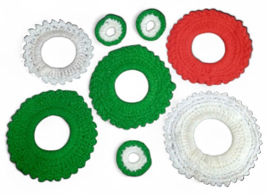 Christmas Handmade Crochet Mini Wreaths/Doilies Set Of 8 Festive Decorative Cute