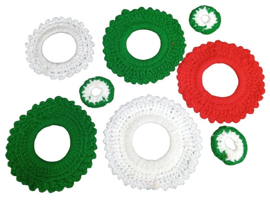 Christmas Handmade Crochet Mini Wreaths/Doilies Set Of 8 Festive Decorative Cute