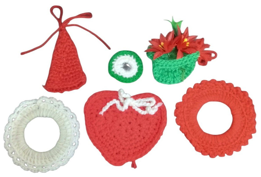 Christmas Handmade Crochet Random Lot Set Of 6 Festive Decorative Holidays