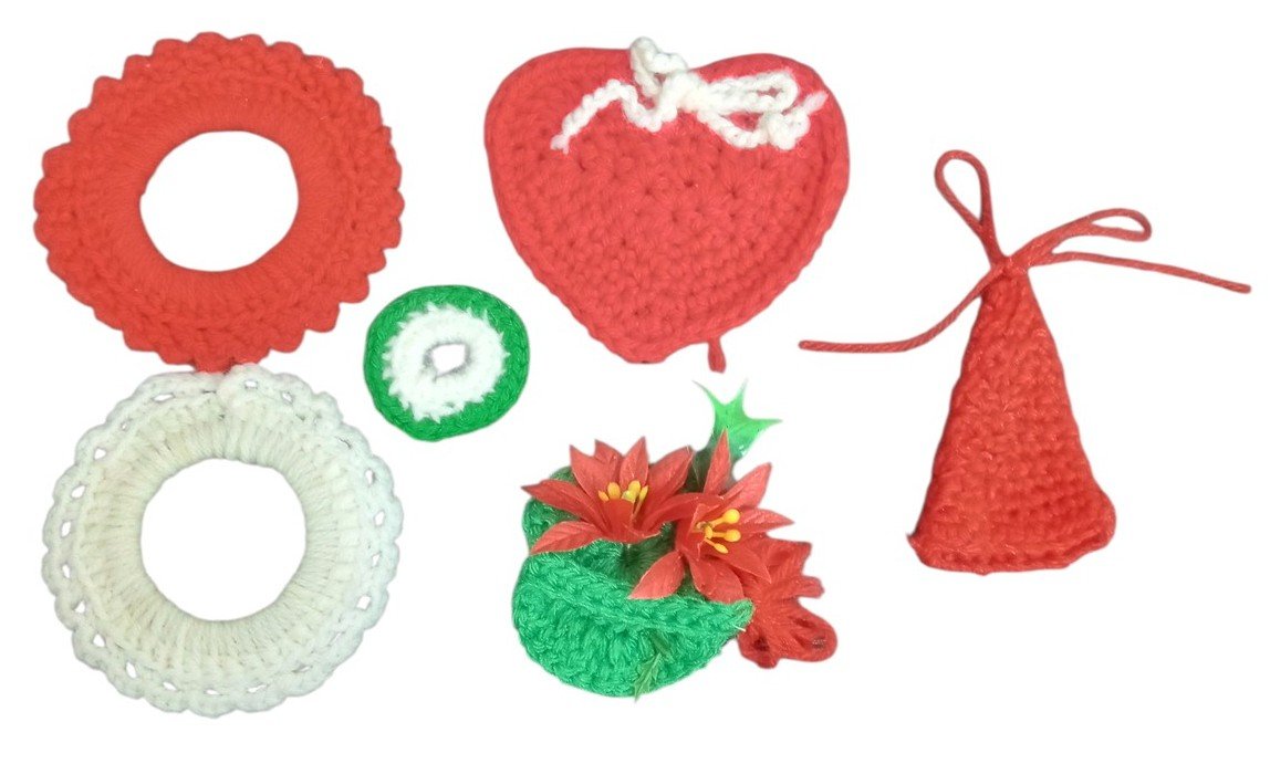 Christmas Handmade Crochet Random Lot Set Of 6 Festive Decorative Holidays