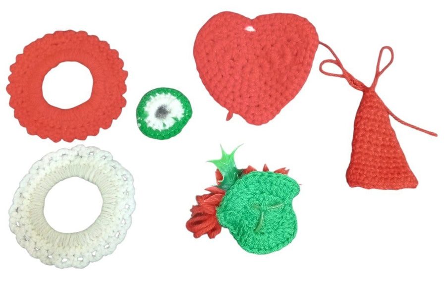 Christmas Handmade Crochet Random Lot Set Of 6 Festive Decorative Holidays