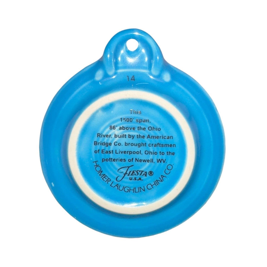 Fiesta - Peacock Blue Newell Bridge 100th Anniversary Ornament Homer Laughlin