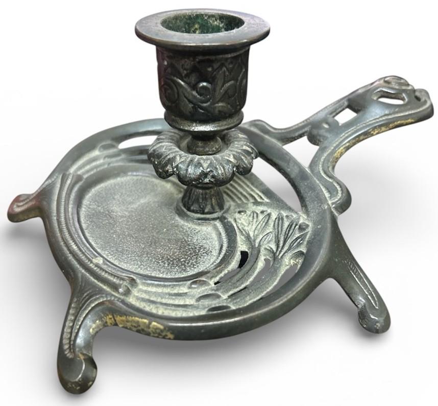 Cast Iron Antique Vintage Candle Stick Holder with Handle